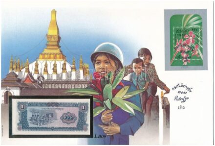 Laosz 1979. 1K felbélyegzett borítékban, bélyegzéssel T:I Lao 1979. 1 Kip in envelope with stamp and cancellation C:UNC