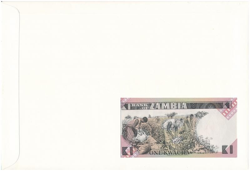Zambia 1980-1988. 1K felbélyegzett borítékban, bélyegzéssel T:I Zambia 1980-1988. 1 Kwacha in envelope with stamp and cancellation C:UNC - Image 2