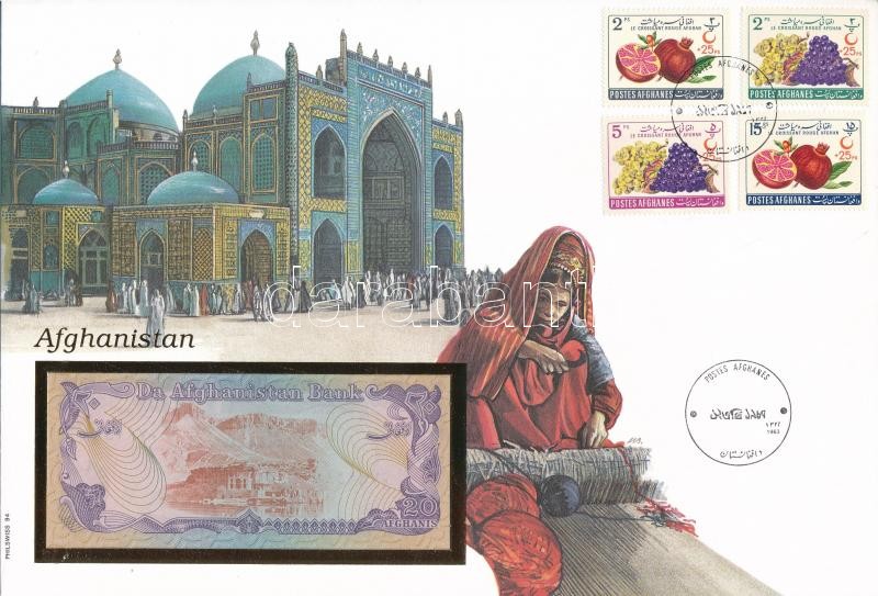 Afganisztán 1979. 20A felbélyegzett borítékban, bélyegzéssel T:I Afghanistan 1979. 20 Afghanis in envelope with stamp and cancellation C:UNC