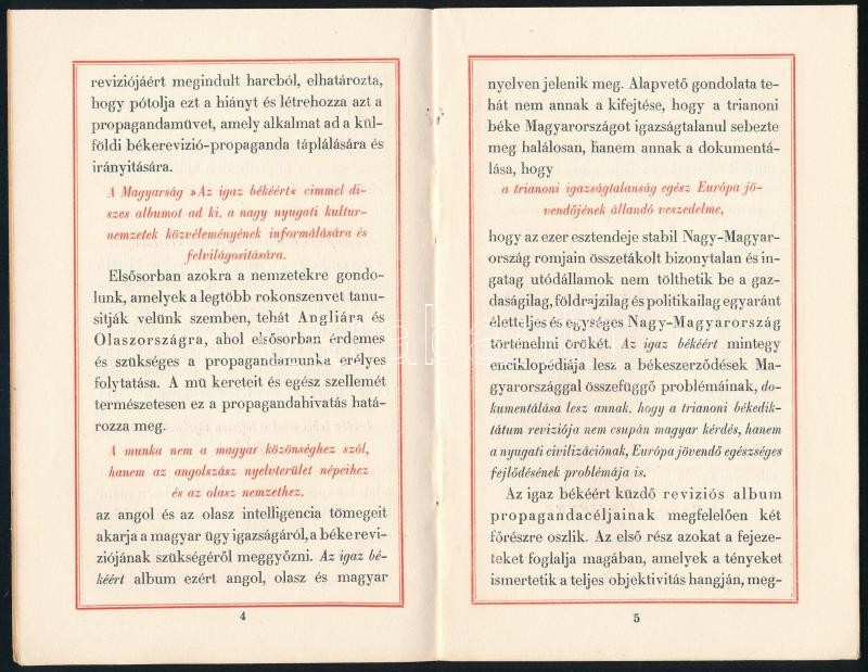 cca 1930 Az igaz békéért. A magyarság revíziós albuma. 16p. 17 cm - Image 2
