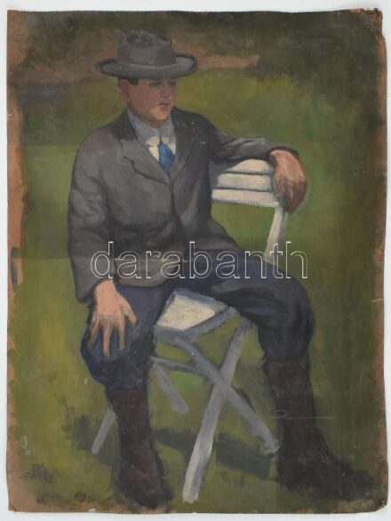 Kézdi-Kovács Lóránt (1897-1916): Öcsém (Kézdi-Kovács Elemér portréja). Olaj, karton, jelzett a hátoldalán. Sérült. Proveniencia: Kézdi-Kovács László (1864-1942) festőművész és műkritikus gyűjteményében és hagyatékában.