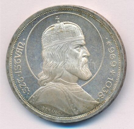 1938. 5P Ag 'Szent István' T:1- patina, kis ph Adamo P8.1