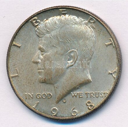 Amerikai Egyesült Államok 1968D 1/2$ Ag 'Kennedy' T:2 patina USA 1968D 1/2 Dollar Ag 'Kennedy' C:XF patina Krause KM#202a