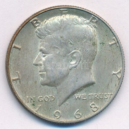 Amerikai Egyesült Államok 1968D 1/2$ Ag 'Kennedy' T:2 patina USA 1968D 1/2 Dollar Ag 'Kennedy' C:XF patina Krause KM#202a
