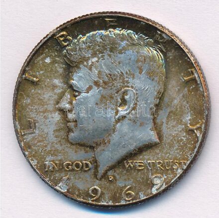 Amerikai Egyesült Államok 1969D 1/2$ Ag 'Kennedy' T:2 patina USA 1969D 1/2 Dollar Ag 'Kennedy' C:XF patina Krause KM#202a
