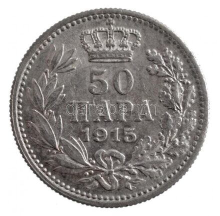 Szerbia 1915. 50p Ag 'I. Péter' T:2 kis patina Serbia 1915. 50 Para Ag 'Peter I' C:XF small patina Krause KM#24.3
