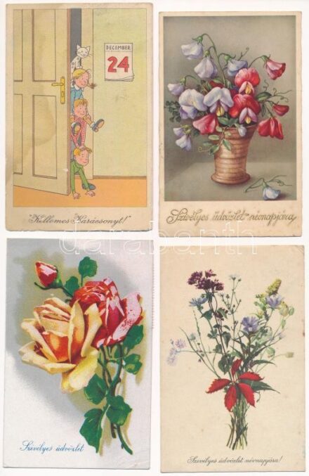 10 db MODERN magyar motívum képeslap: grafikai üdvözlő / 10 modern Hungarian motive postcards: graphic greetings