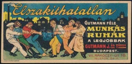 Elszakíthatatlan munkás ruhák Gutmann. számolócédula