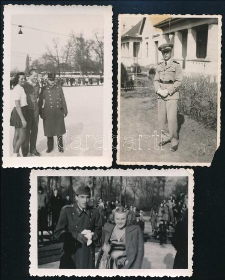 cca 1930 3 db katonákat ábrázoló fotó 6x9 cm