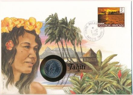 Francia Polinézia 1984. 10Fr Ni 'Tahiti' feliratú felbélyegzett borítékban, bélyegzéssel, német nyelvű leírással T:1 French Polynesia 1984. 10 Francs Ni in 'Tahiti' envelope with stamp, cancellation and a prospectus in german C:UNC