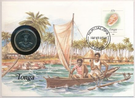 Tonga 1981. 20s Cu-Ni 'FAO - Az étel világnapja' felbélyegzett borítékban, bélyegzéssel, német nyelvű leírással T:1 patina Tonga 1981. 20 Seniti Cu-Ni 'FAO - World Food Day' in envelope with stamp, cancellation and a prospectus in