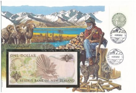 Új-Zéland 1985-1989. 1$ borítékban, alkalmi bélyeggel és bélyegzéssel T:I New Zealand 1985-1989. 1 Dollar in envelope with stamps and cancellations C:UNC
