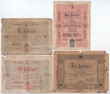 1848. 2Ft + 5Ft 'Kossuth bankó' vörösesbarna + 5Ft 'Kossuth bankó' barna + 10Ft 'Kossuth bankó' T:III,III-
