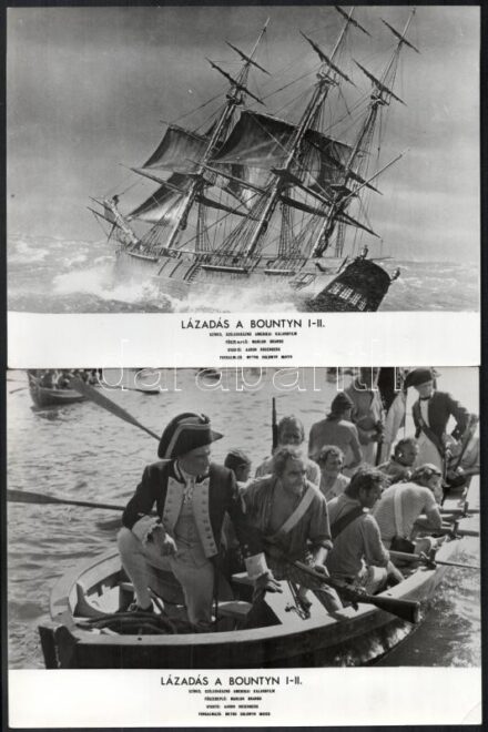 1962 ,,Lázadás a Bountyn' című amerikai film jelenetei és szereplői, 8 db vintage produkciós filmfotó, ezüst zselatinos fotópapíron, 18x24 cm
