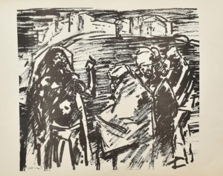 Vaszary János (1867-1939): Hölgy sziluett akt. Ofszet, papír, jelzett a nyomaton 30x42 cm