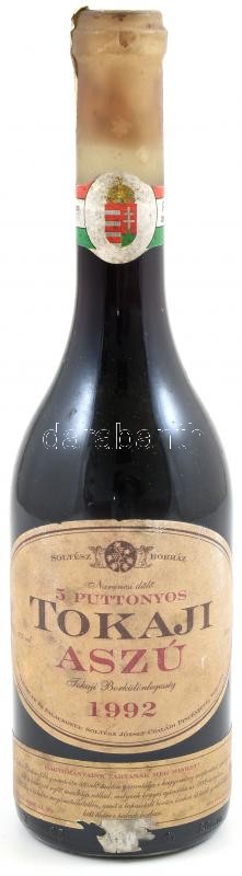 1992 Soltész Borház 5 puttonyos Tokaji aszú, Narancsi dűlő, bontatlan palack, 0,5 l. Pincében, szakszerűen tárolt.