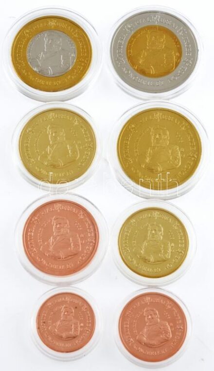 Norvégia 2005. 1c-2E (8xklf) próbaveret forgalmi sor karton dísztokban, tanúsítvánnyal T:1 Norway 2005. 1 Cent - 2 Euro (8xdiff) trial strike coin set in cardboard case, with certificate C:UNC