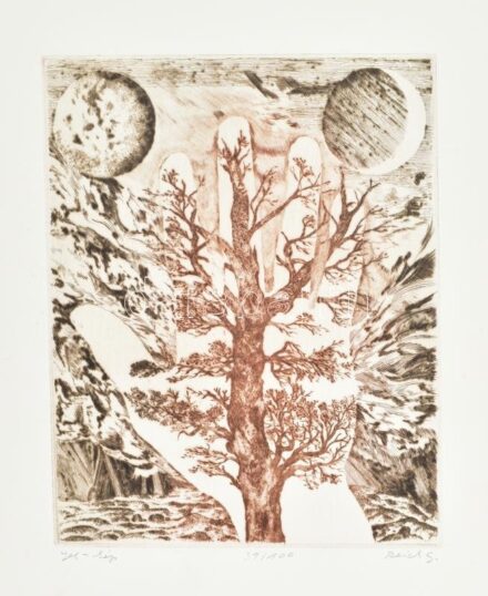 Reich Gábor (1951-): Jel-kép. Rézkarc, papír, jelzett, művészpéldány (39/100) számozással. 25X19,5 cm