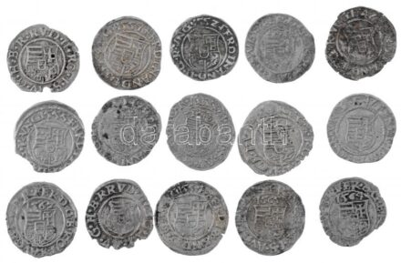 1524-1580. 15xklf magyar Ag dénár (összsúly 7,09g) T:1--2- Hungary 1524-1580. 15xdiff Ag denar (weight 7,09g) C:AU-VF