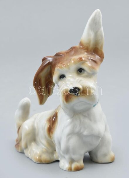 Kiskutya porcelán figura. Jelzés nélkül. hibátlan 14 cm