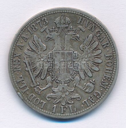 Ausztria 1873. 1Fl Ag 'Ferenc József' T:2- patina, ph. Austria 1873. 1 Florin Ag 'Franz Joseph' C:VF patina, edge error Krause KM#2222