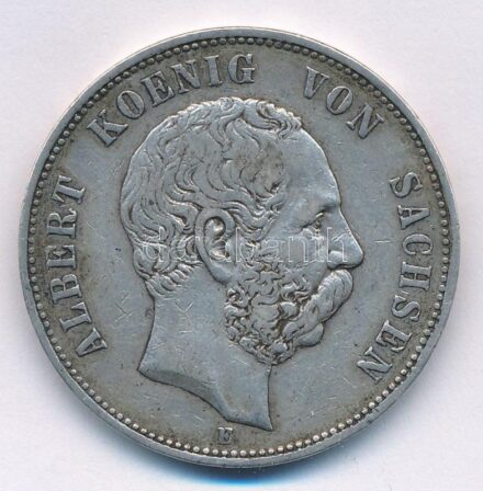 Német Államok / Szászország-Albertine 1898E 5M Ag 'Albert' Mludenhütten T:2- German States / Saxony-Albertine 1898E 5 Mark Ag 'Albert' Muldenhutten' C:VF Krause KM#1246