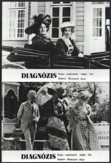 cca 1974 ,,Diagnózis' című lengyel film jelenetei és szereplői, 15 db vintage produkciós filmfotó, ezüst zselatinos fotópapíron, kisebb hibákkal, 18x24 cm