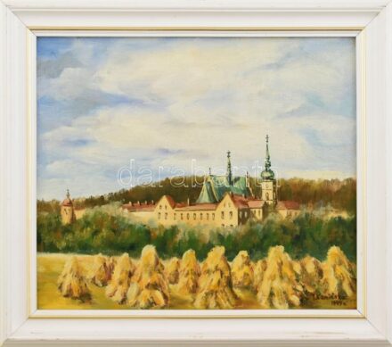 T. Kaminska jelzéssel: Kolostor. Olaj, farost. Szép keretben. 24X28 cm