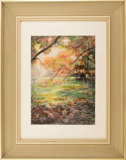 Jelzés nélkül: Ősz. Olaj, papír, üvegezett fakeretben. 39x29 cm