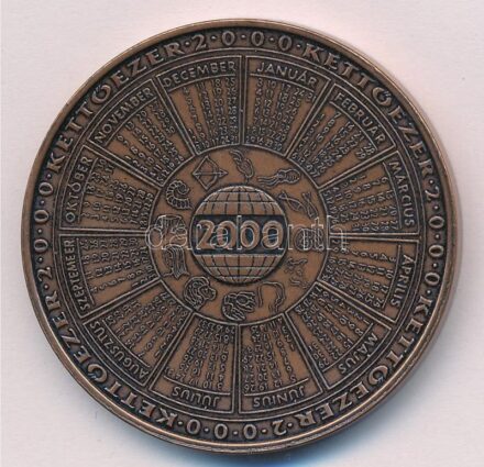 2000. 'MÉE köszönti az Államalapítás ezredik évfordulóját' bronz naptárérem (42,5mm) T:1- Adamo BP50