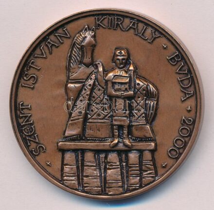 2000. 'Szent István király - Buda 2000 / Szent Gellért hegye - Sziklatemplom' bronz emlékérem (42,5mm) T:1-