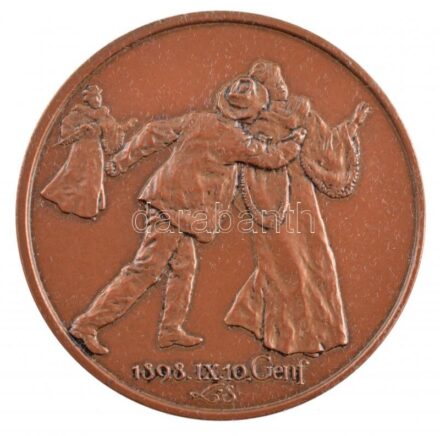 1998. 'Sissy 1898-1998 / 1898.IX.10. Genf' Br emlékérem Sissy meggyilkolásának évfordulójára, dísztokban. Szign.: L.S. (42,5mm) T:1-
