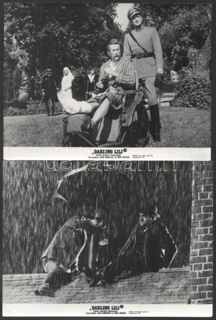 1970 ,,Darling Lili' című amerikai filmmusical jelenetei és szereplői, 7 db vintage produkciós filmfotó, ezüst zselatinos fotópapíron, kisebb hibák a használatból eredően, 18x24 cm