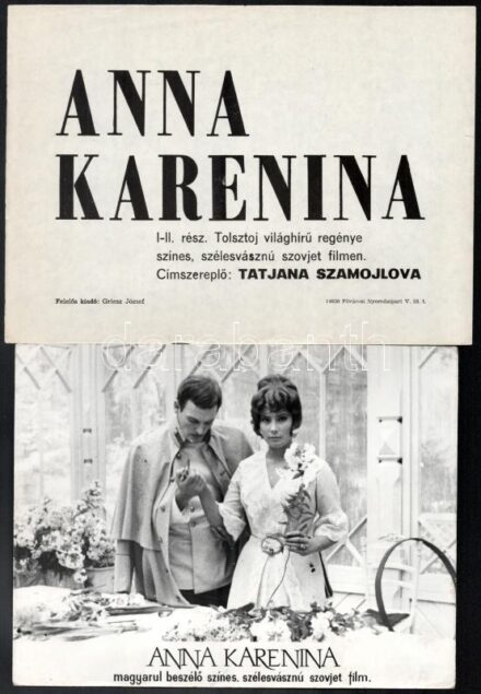 1967 A Tolsztoj regényéből készült ,,Anna Karenina' című szovjet film jelenetei és szereplői, 21 db vintage produkciós filmfotó, ezüst zselatinos fotópapíron, + hozzáadva egy szöveges kisplakát, 18x24 cm