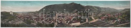 1911 Brassó, Kronstadt, Brasov; Három részes kinyitható panorámalap / 3-tiled folding panoramacard