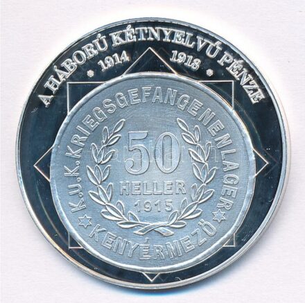 DN 'A magyar nemzet pénzérméi - A háború kétnyelvű pénze 1914-1918' Ag emlékérem, tanúsítvánnyal (10,37g/0.999/35mm) T:PP