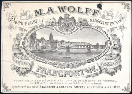 cca 1880 Francia borok árjegyzéke reklám nyomtatvány / M: A. Wolff French wines price list 14x10 cm