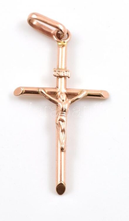 Arany (Au) 14K korpuszos kereszt függő, jelzett, 4,5×2,1 cm, nettó: 1,7 g