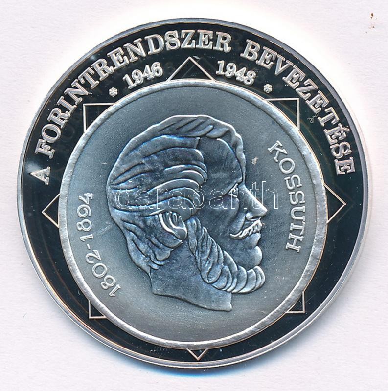 DN 'A magyar nemzet pénzérméi - A forint rendszer bevezetése 1946-1948' Ag emlékérem, tanúsítvánnyal (10,37g/0.999/35mm) T:PP patina