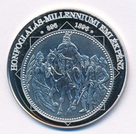 DN 'A magyar nemzet pénzérméi - Honfoglalás Milleniumi emlékpénz 896-1896' Ag emlékérem, tanúsítvánnyal (10,37g/0.999/35mm) T:PP