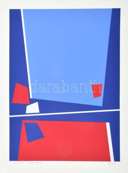 Joseph Kádár (1936-2019): Geometrikus kompozíció. Szitanyomat, papír, jelzett, (95/100). Hátoldalon a művész pecsétjével. 55x40 cm