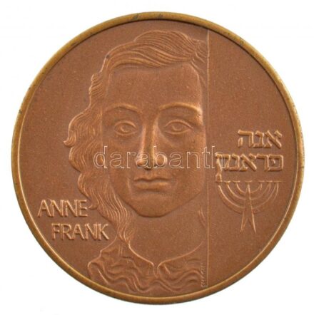 Izrael DN 'Emlékezz a Holokausztra / Anna Frank' Br emlékérem eredeti műbőr tokban (30mm) T:1 Israel ND 'Remember Holoaust / Anne Frank' Br medallion in orioginal faux leather case (30mm) C:UNC