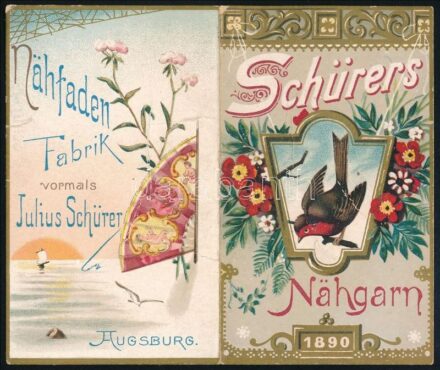 1890 Kártyanaptár Schürer legyező készítő kihajtható litográfia 10x12 cm