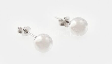 Arany (Au) 14K (fehér) golyós fülbevalópár, jelzett, d: 0,8 cm, nettó: 2,3 g