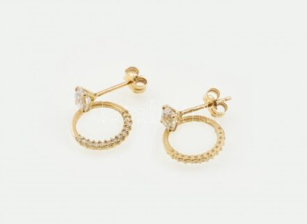 Arany (Au) 14K köves, karikás fülbevalópár, jelzett, h: 1,9 cm, bruttó: 1,8 g