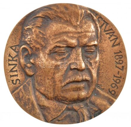 Rajki László (1939-) DN 'Sinka István 1897-1969' egyoldalas, öntött bronz emlékérem (81mm) T:1-