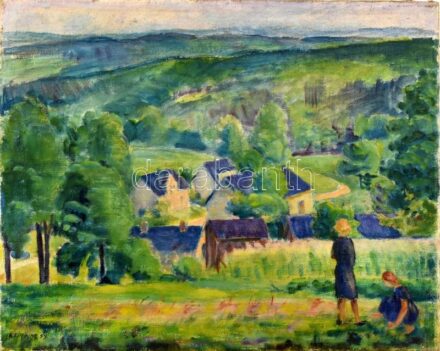 R. Uttecht jelzéssel. Bad Sohl látképe- Olaj, vászon, hátoldalán címkén feliratozott. 40x50 cm