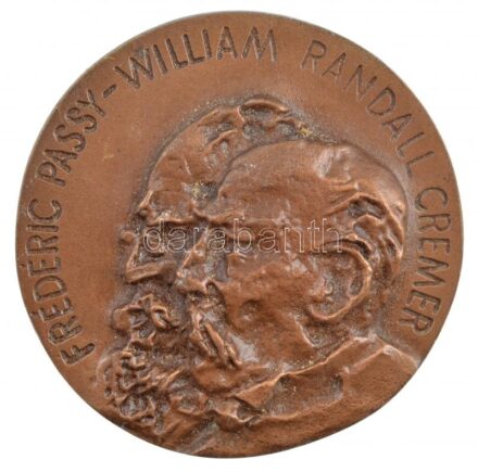 1989. 'Frédéric Passy - William Randall Cremer / 1889 - Interparlamnetáris Unió - 1989. 81. Konferencia - Budapest' bronz plakett eredeti tokban (90mm) T:1- Hungary 1989. 'Frédéric Passy - William Randall Cremer / 1889 - Inter-Parlamentary