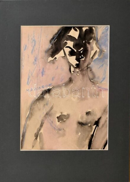 Mazsarof jelzéssel: Portré. Vegyes technika, papír. Paszpartuban. 28,5x20 cm