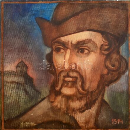 Ágh Ajkelin jelzéssel: Dózsa. Vegyes technika, fém lemez. 50X50 cm